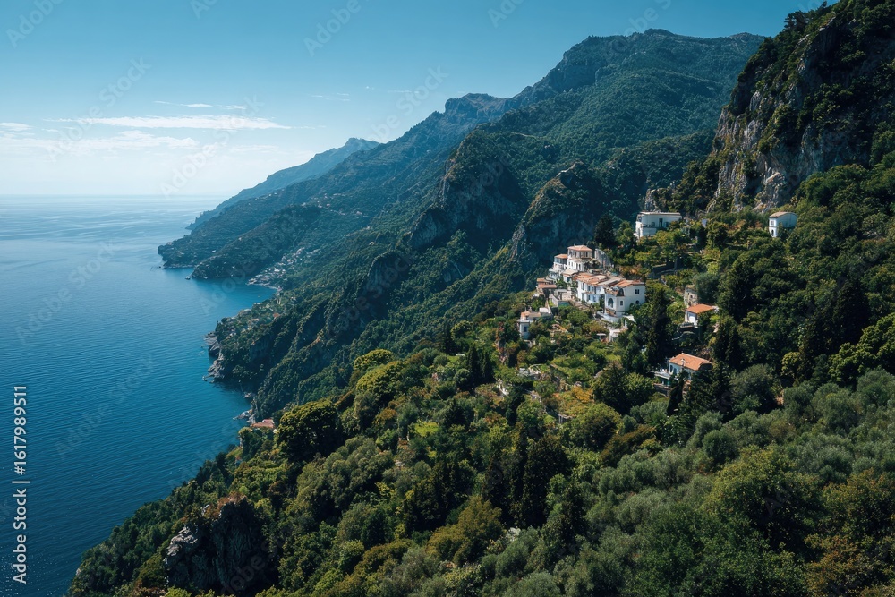 Fototapeta premium Coastal mountainside villages