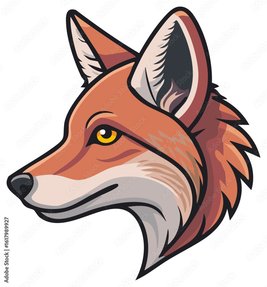 Obraz premium Stylized Fox Head Illustration with Sharp Features and Golden Eye