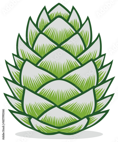 Stylized illustration of a hop cone, ideal for brewery or beer-related designs.