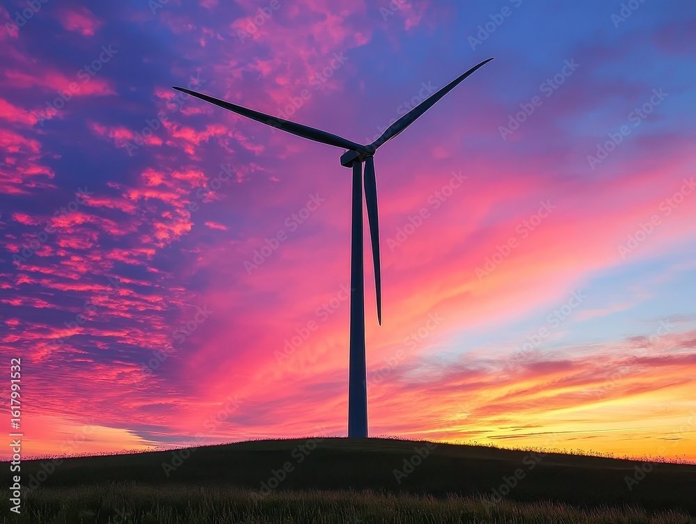 Obraz premium A wind turbine on a hill