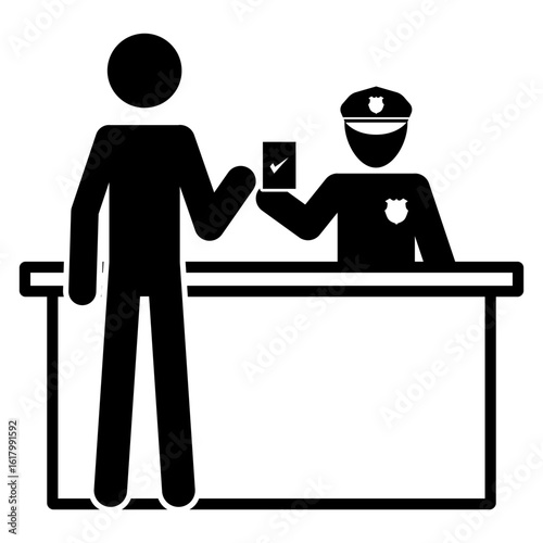 "Guests must report to security for pass cards"  icon / sign