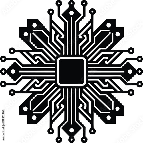 Microchip Circuit Board Silhouette