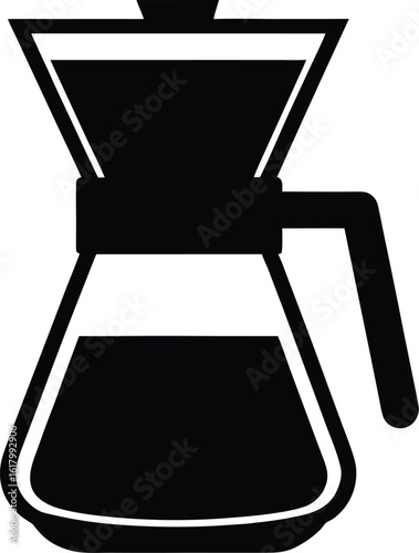 Pour-Over Coffee Maker Vector Silhouette  Dripper and Carafe Icon
