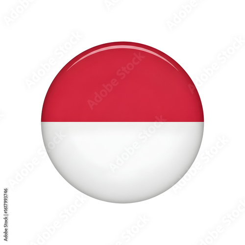 Free Download Glossy Indonesian Flag Button with Red and White Color Scheme. - GFXLoad