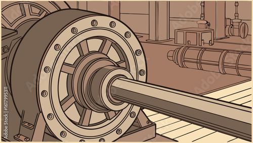 Illustration of a large industrial machine, representing manufacturing, engineering, and technological processes