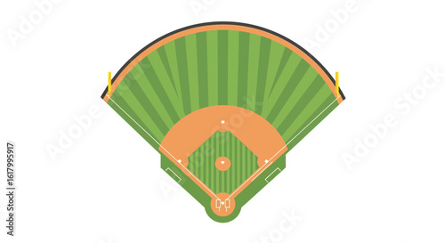 Striped Green Baseball Field Top View Vector Art