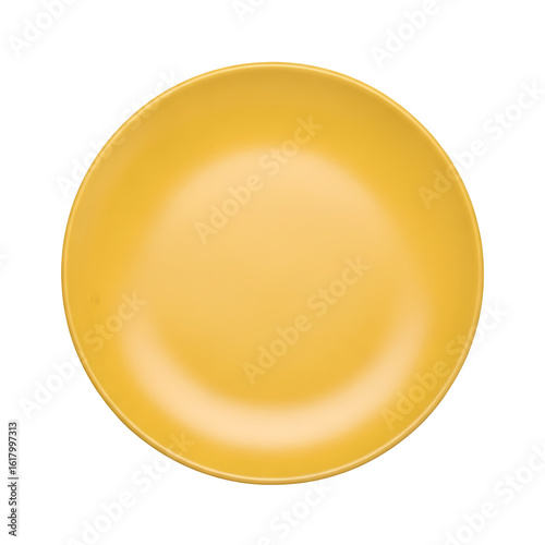 Yellow plate isolated on a transparent background ceramic dish
