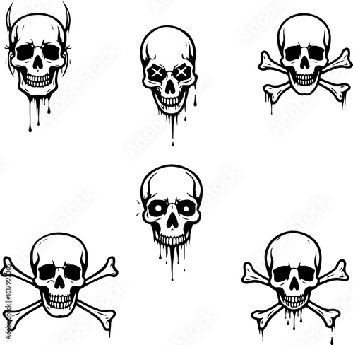  Skull and Crossbones Emblems  Tattoo, design art vector bundle graphics