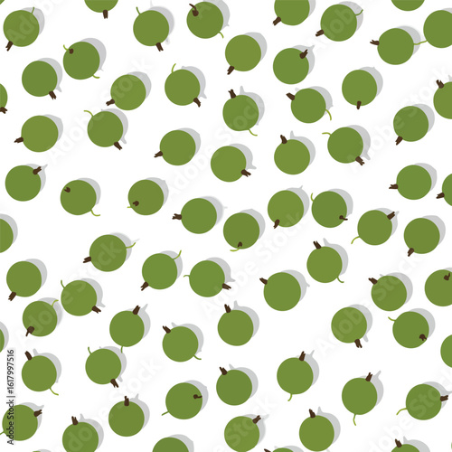 Fresh Green Gooseberry Scattered Seamless Pattern Background Design
