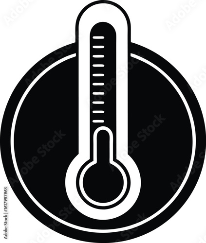 Round Thermometer Vector Silhouette