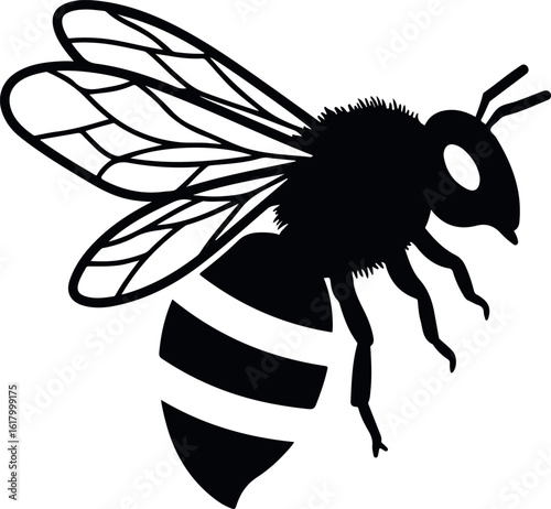 bee insect isolated on white background flying pollinator bug for wildlife and nature illustration