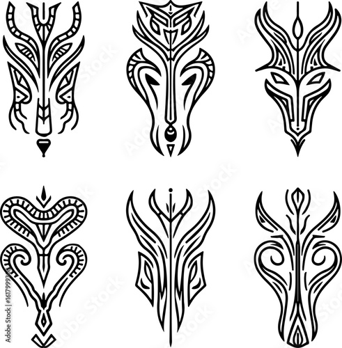 Masks, Tribal, Ethnic, Abstract tattoo design