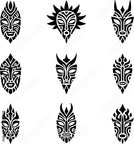 Masks, Tribal, Ethnic, Abstract tattoo design