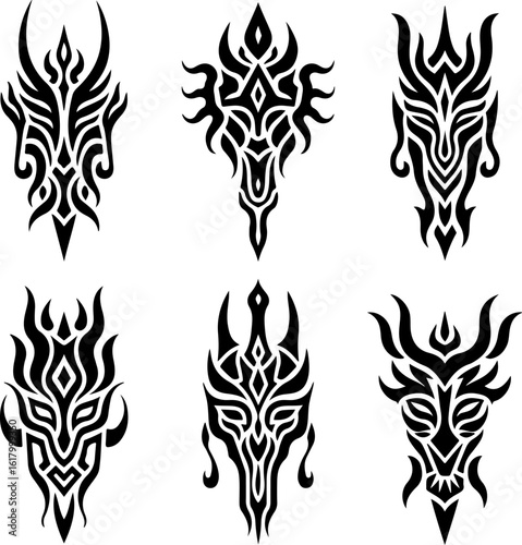 Masks, Tribal, Ethnic, Abstract tattoo design