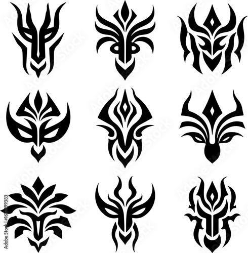 Masks, Tribal, Ethnic, Abstract tattoo design