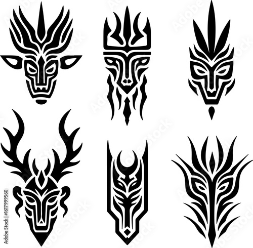 Masks, Tribal, Ethnic, Abstract tattoo design
