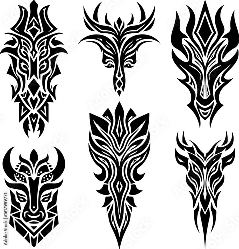 Masks, Tribal, Ethnic, Abstract tattoo design