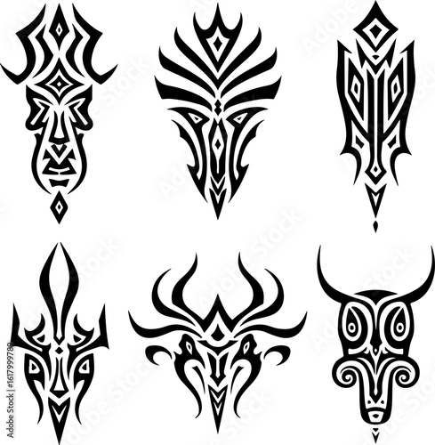 Masks, Tribal, Ethnic, Abstract tattoo design