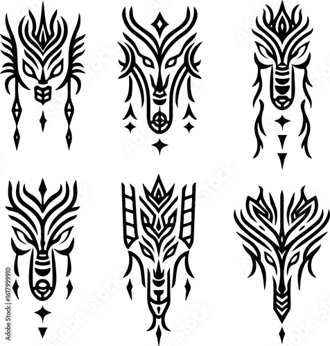 Masks, Tribal, Ethnic, Abstract tattoo design