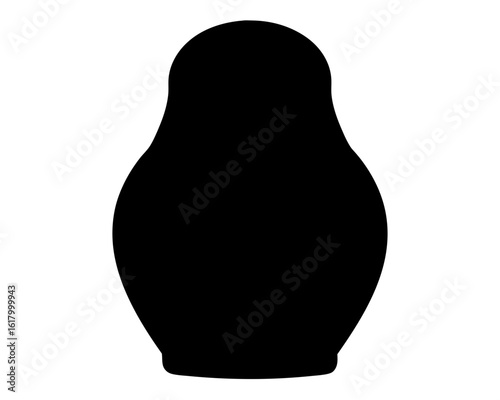 Simple Black Silhouette of a Traditional Russian Matryoshka Nesting Doll