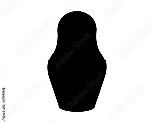 Silhouette of a Russian Nesting Doll or Matryoshka Doll on White Background