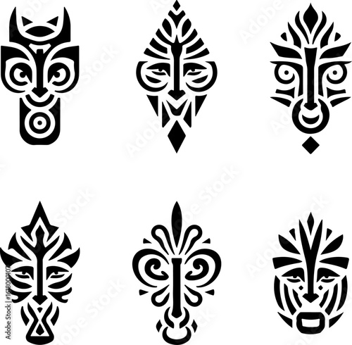 Masks, Tribal, Ethnic, Abstract tattoo design