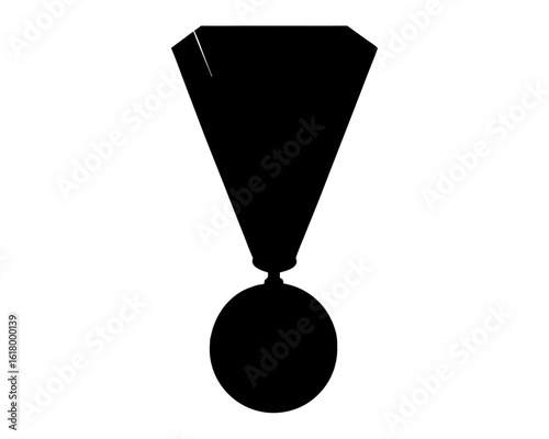 Silhouette of a stylized medal with ribbon and round medallion