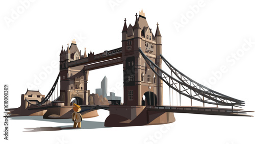 vector tower bridge in london color drawing