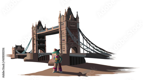  tower bridge in london vector color drawing