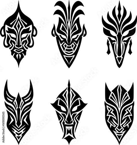 Masks, Tribal, Ethnic, Abstract tattoo design