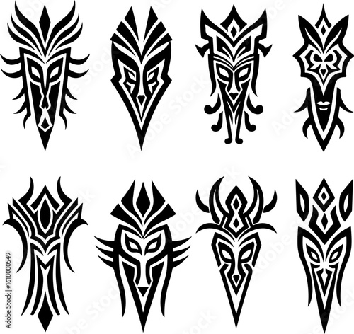 Masks, Tribal, Ethnic, Abstract tattoo design