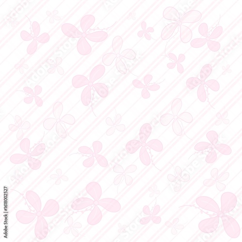 flower, butterfly, pastel pink, background, line art, cartoon style, cute, vintage, minimal, soft, textile, nature, wallpaper, romantic, sweet, delicate, leaves, petals, floral pattern, drawing