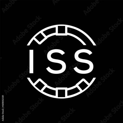 ISS Minimalist ISS Logo Design on Black Background – ISS Later Logo, Modern Circular Branding Concept
