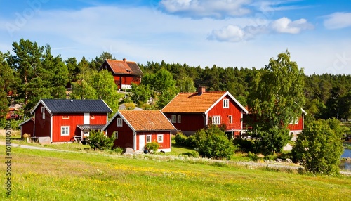 Wallpaper Mural Red houses in a scenic landscape Torontodigital.ca