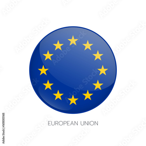 Europe flag vector sign. Isolated European Union circle button symbol. EU illustration icon for presentation, business, media, travel, event, concept, web design, badge