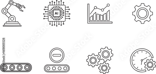 Process Automation Line Icons Set