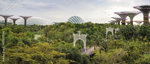 Panoramic view of Gardens by the Bay in Singapore, Singapore Republic