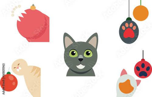Cat Playing Color Vector Illustration