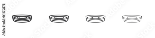 Wooden boat icon concept outline symbol design.