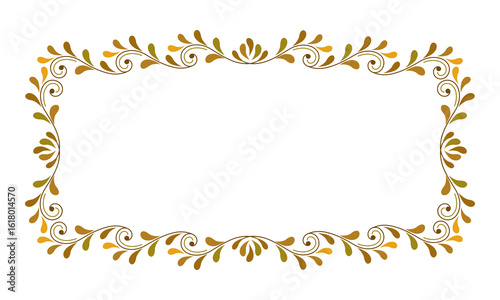 Elegant Autumn Floral Frame with Swirls and Leaves