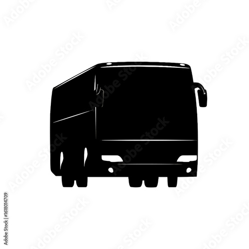 A silhouetted bus isolated on a pristine background.