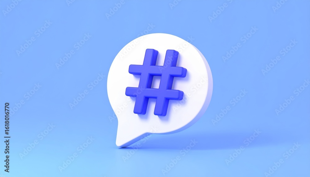 Obraz premium White speech bubble icon with symbol on blue background