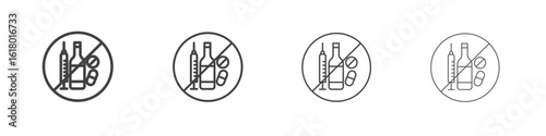 No drugs or alcohol signs concept outline symbol design.