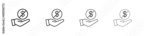 No dollar signs concept outline symbol design.