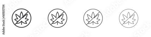 No Marijuana signs concept outline symbol design.
