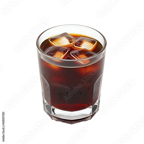 Iced Coffee in a Glass Tumbler with Ice Cubes.