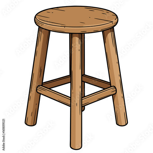 Round wooden stool in simple design  