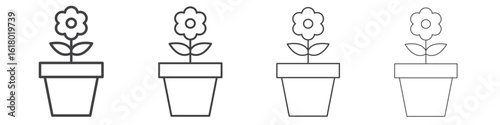 Flowerpot icon concept outline symbol design.