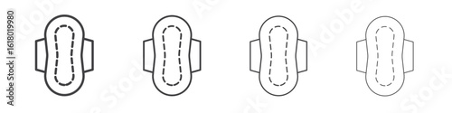 Feminine hygiene pad icon concept outline symbol design.