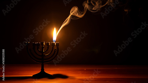 Menorah flame and smoke candle fire